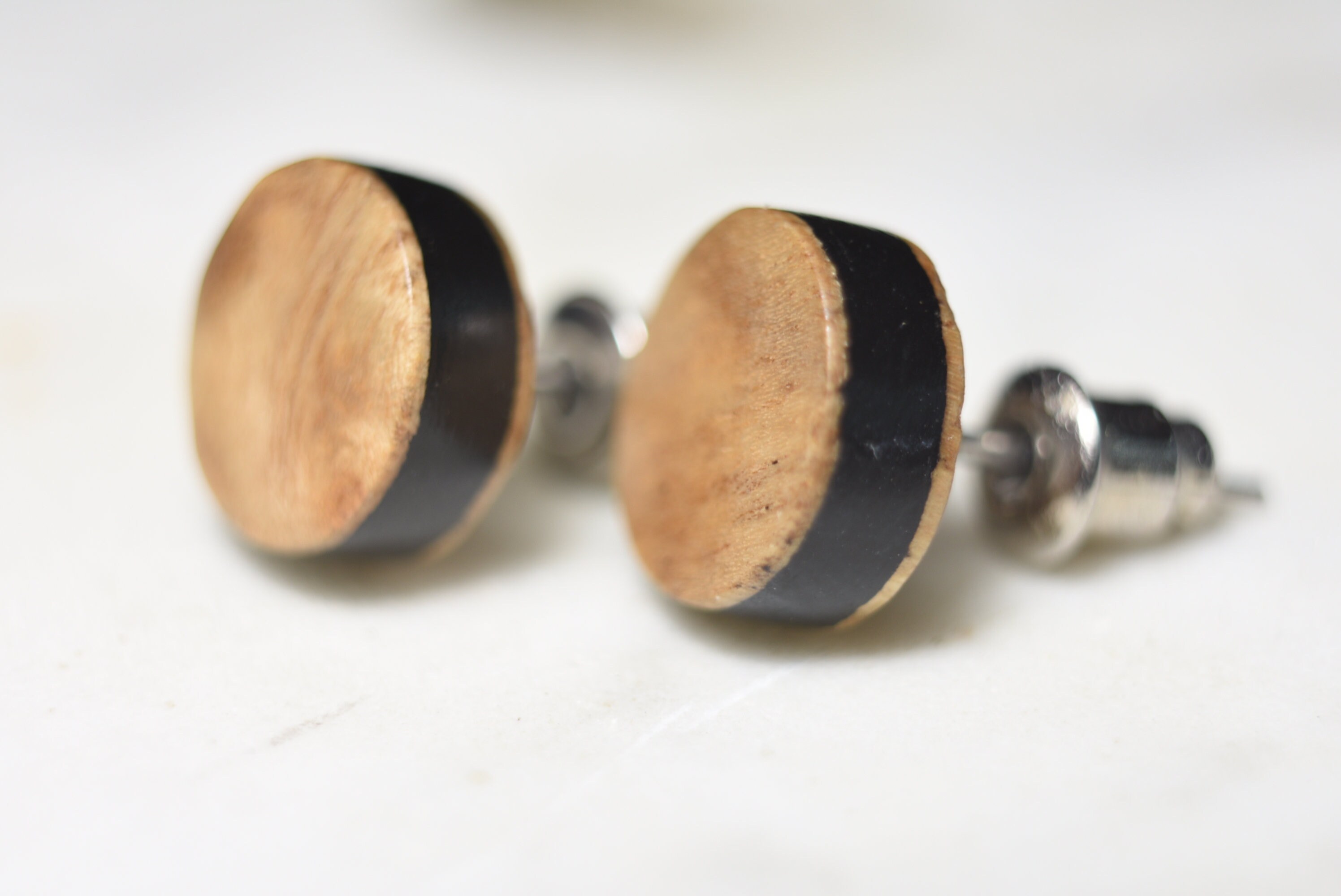 Wooden Stud Earrings Round Wood Studs Wood Earrings Etsy