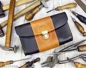 Dark and Light Brown  Leather Belt Bag, Leather Belt Pouch,  Leather Pocket Belt - by Vericone