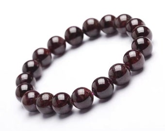 Natural Genuine Wine Red Garnet Bracelet, High Grade 8mm~13mm Red Gemstone Bracelet, Healing Crystals and Stones Garnet Bracelet