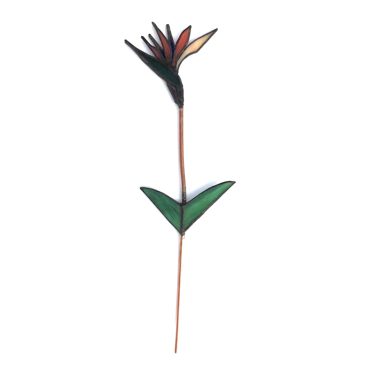 Bird of Paradise Stem - Tiffany Style Stained Glass - Gift for Gardener ...