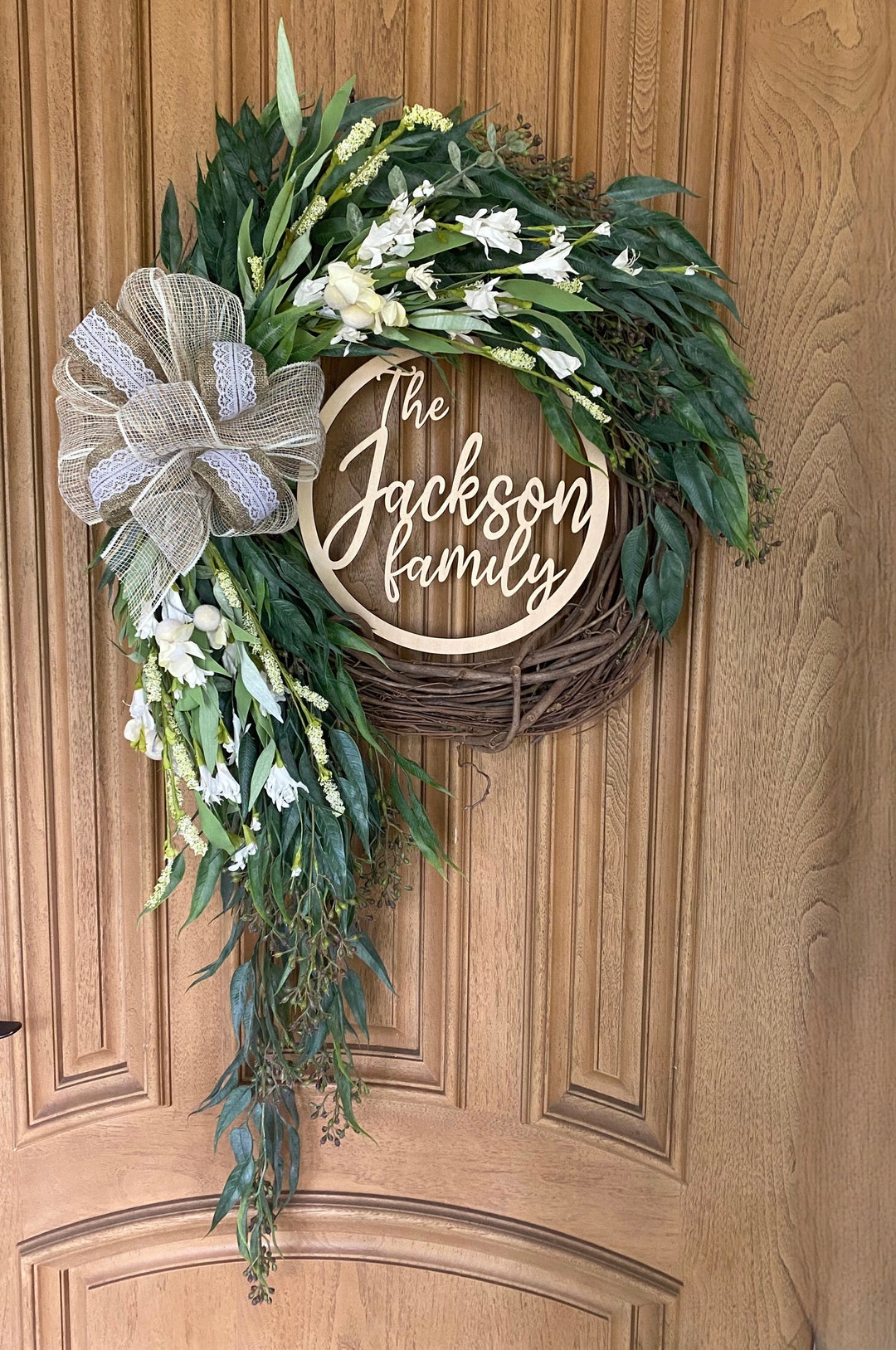 Personalized Family Name Wreath | Handmade Floral Door Decor - Etsy