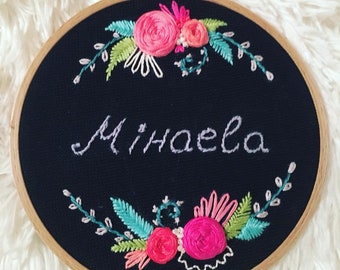 Hand Embroidery Hoop Art; Personalized hoop; Wall decoration