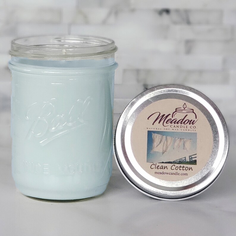 Clean Cotton type Mason Jar Soy Candle 16 oz
