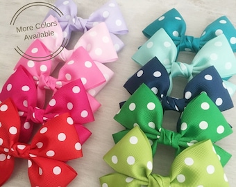 Polka Dot Hair Bow, Girls Polka Dot Hair Bow,  4 inch Hair Bow, Toddler Hair bow, Girls Hair Bow, Polka Dot Barrette