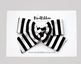 Black and White Stripe bow or Scrunchie