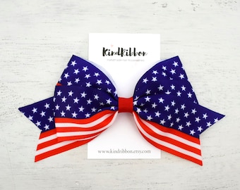 American Flag Hair Bow: Patriotic 4-inch Bow