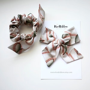 Baseball Hair Bow  • Scrunchie • Knot Headband • Mini Me Hair Accessories