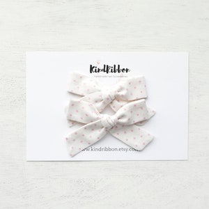 Baby Pink Swiss Dot Bow • Scrunchie • Knot Headband • Mini Me Hair Accessories