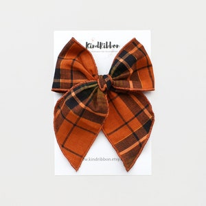Autumn Rust Plaid Bow • Scrunchie • Knot Headband • Mini Me Hair Accessories
