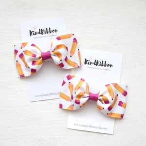 Pencil Hair Bow - 3inch, Back to School Bow