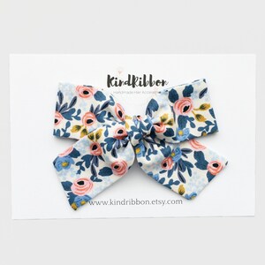 Rosa - Periwinkle Floral Bow • Scrunchie • Knot Headband • Mini Me Hair Accessories