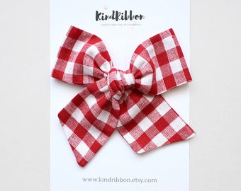 Red Gingham Bow or Scrunchie