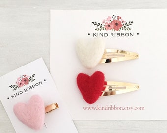 Felt Heart Hair Clips