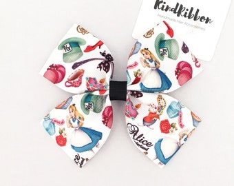 Alice In Wonderland Hair Bow, Toddler Hair Bow, Girl hair bow, 4 Inch Hair Bow