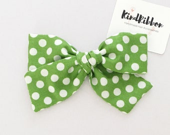 Green Polka Dot Bow