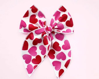 Valentine&#39;s Day Hearts Bow • Scrunchie • Knot Headband • Mini Me Hair Accessories