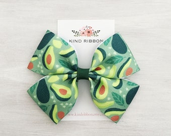 Avocado Hair Bow, Avocado Headband, Avocado Hair Clip, 4 Inch Hair Bow, Girl Hair Bow, Toddler Hair Bow, Avocado barrettes