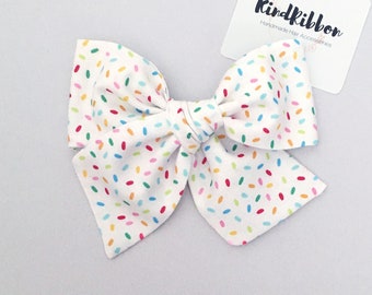 Rainbow Sprinkles Bow, Birthday Hair Bow