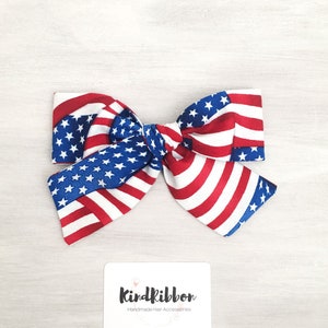 4th of July Flag Hair Bow • Scrunchie • Knot Headband • Mini Me Hair Accessories