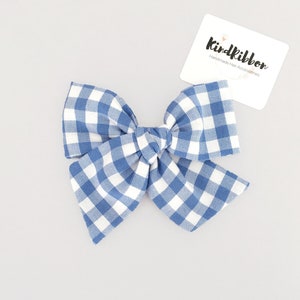 Periwinkle Gingham Bow • Scrunchie •  Knot Headband •  Mini Me Hair Accessories