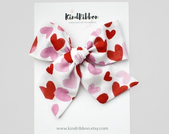 Watercolor Heart Bow - Valentine's Day Hair Bow or Scrunchie