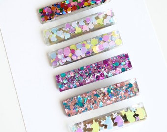 Glitter Resin Bar Hair Clips: Girl&#39;s Hair Accessories