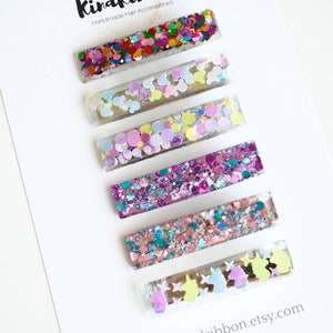 Resin Bar Clips, Glitter Hair Clips, Girl Hair Clips