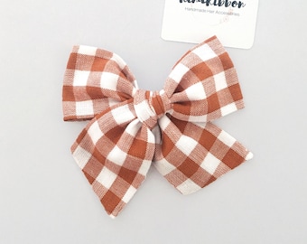 Rust Gingham Bow • Scrunchie • Knot Headband • Mini Me Hair Accessories