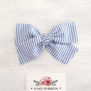 Denim Blue Seersucker Bow • Scrunchie • Knot Headband • Mini Me Hair Accessories