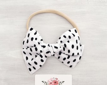 Black and White Dots Hair Bow,  Dalmatian Dot Hair Bow, Mom & Me Scrunchies