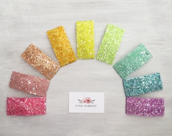 Glitter Snap Clips, Toddler Hair Clip, Girl Hair Clip, Lined Snap Clip, Rainbow Color Snap Clips