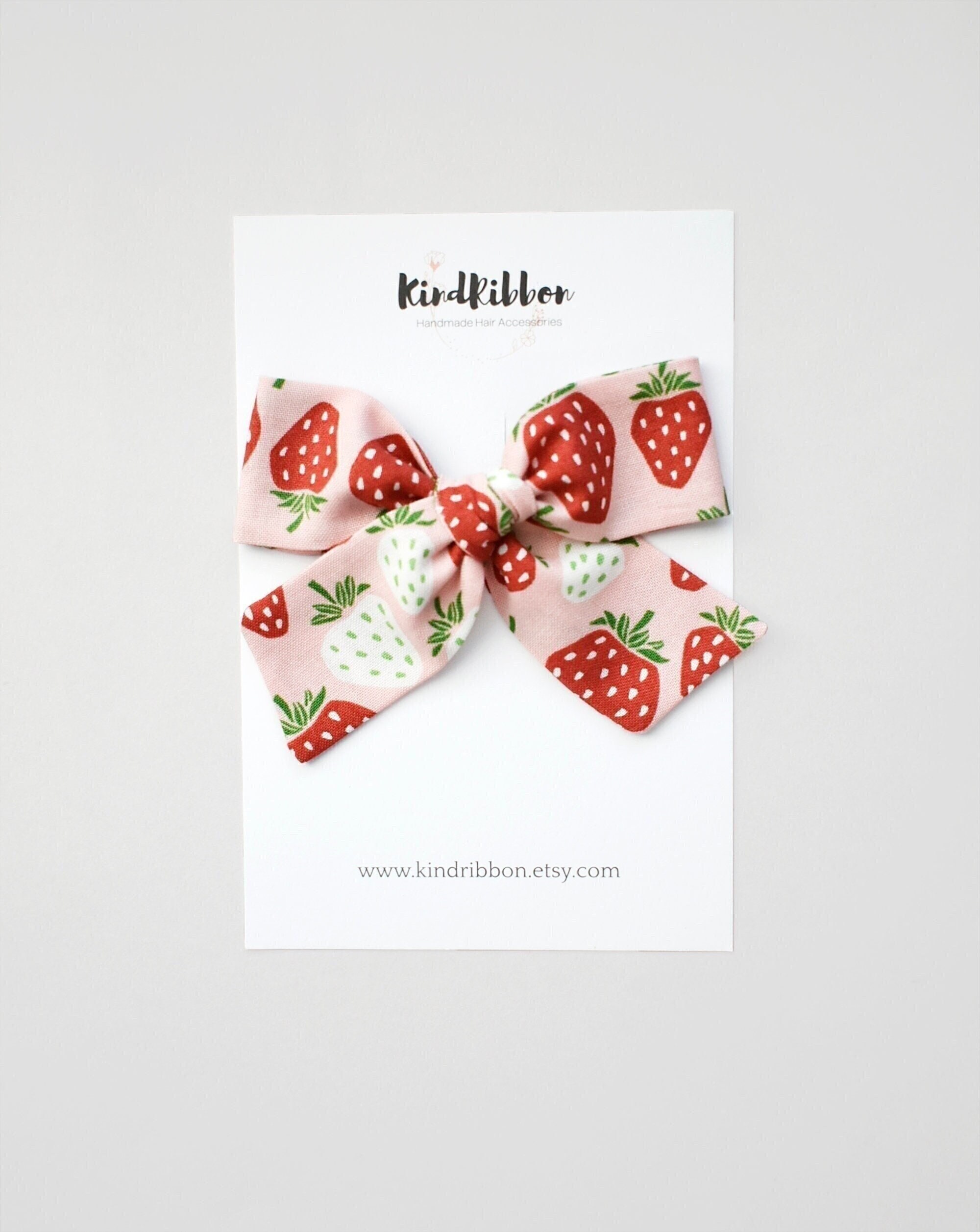 Strawberry Hair Bow Clip Pin Girls Fruit Hair Barrettes Strawberry Ribbon  Bow BBG24 (C1-Bow)