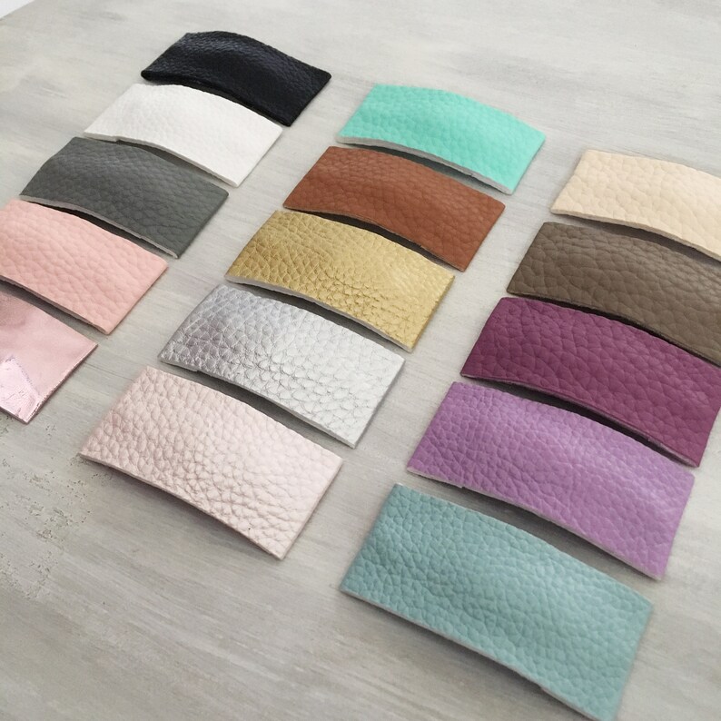 Leather Snap Clips Faux Leather Hair Clip Patterned Snap Etsy