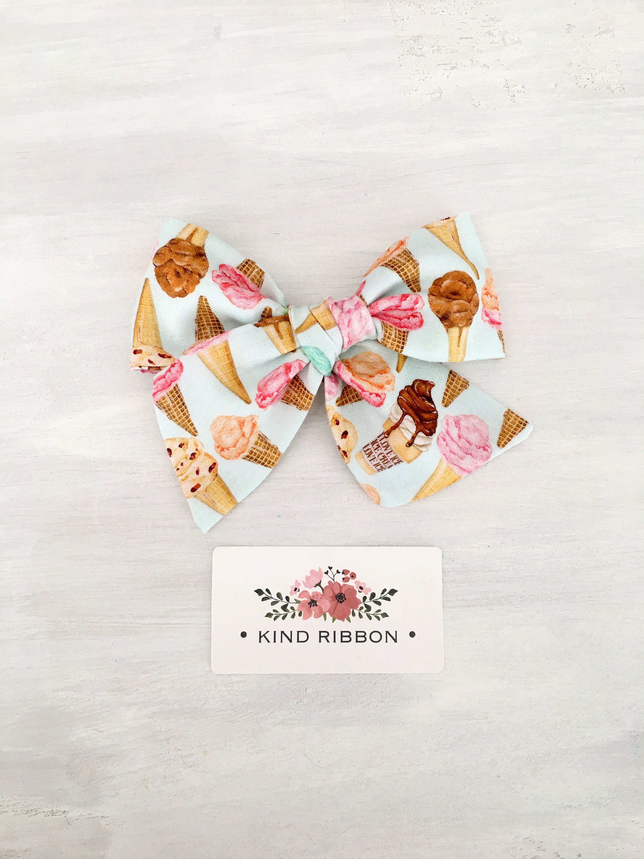 Waffle Cone Ice Cream Bow Ice Cream Hair Bow Girl Hair Bow Etsy