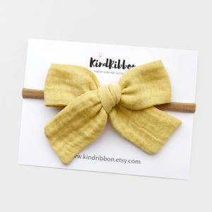 Mustard Yellow Gauze Bow • Scrunchie • Knot Headband • Mini Me Hair Accessories