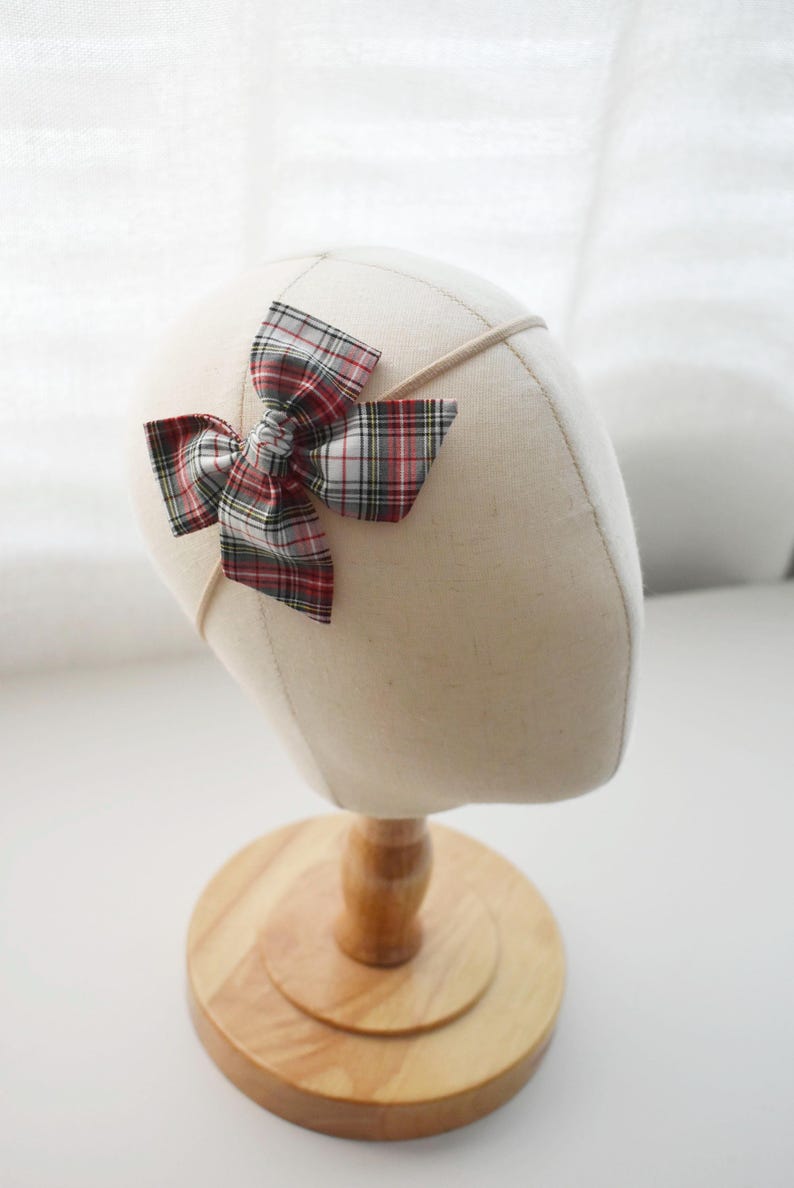 Christmas Tartan Bow • Scrunchie • Knot Headband • Mini Me Hair Accessories image 2
