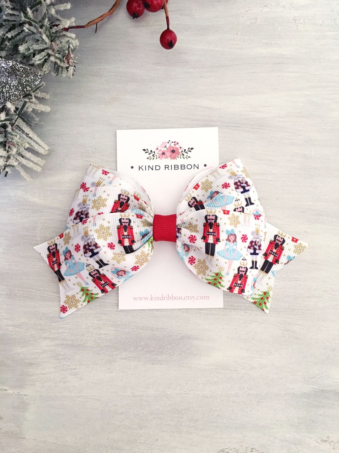 Nutcracker Hair Bow, Christmas Hair Bow, 4 Inch Hair Bow, Girl Hair Bow