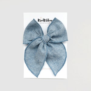 Chambray Linen Bow  • Scrunchie • Knot Headband • Mini Me Hair Accessories