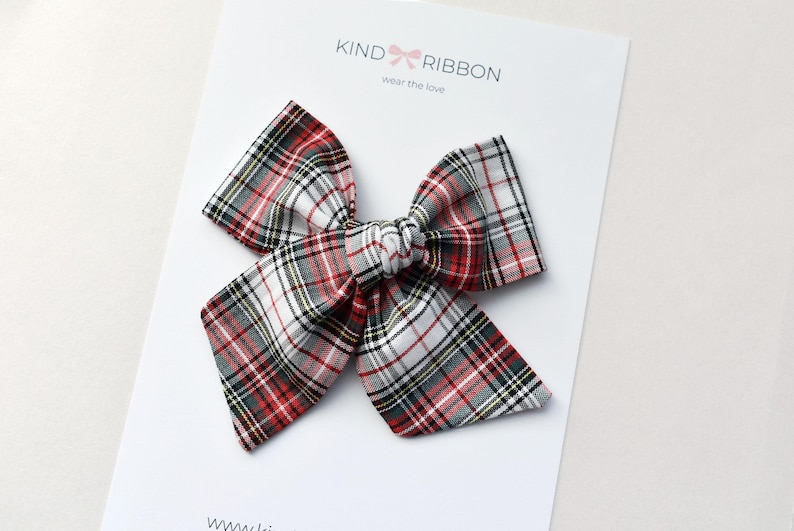 Christmas Tartan Bow • Scrunchie • Knot Headband • Mini Me Hair Accessories image 3