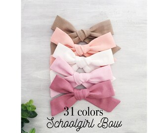 34 Farben Kona Baumwoll Haarschleifen, 4-Zoll Haarschleife, Schulmädchen Haarschleifen, Handgebundene Stoffschleifen, Einfarbige Haarschleifen