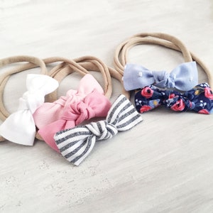 Mini Knot Bows, Mini Knot Bow Headband, Baby knot bow Clip, Baby Shower Gifts