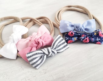 Mini Knot Bows, Mini Knot Bow Headband, Baby knot bow Clip, Baby Shower Gifts