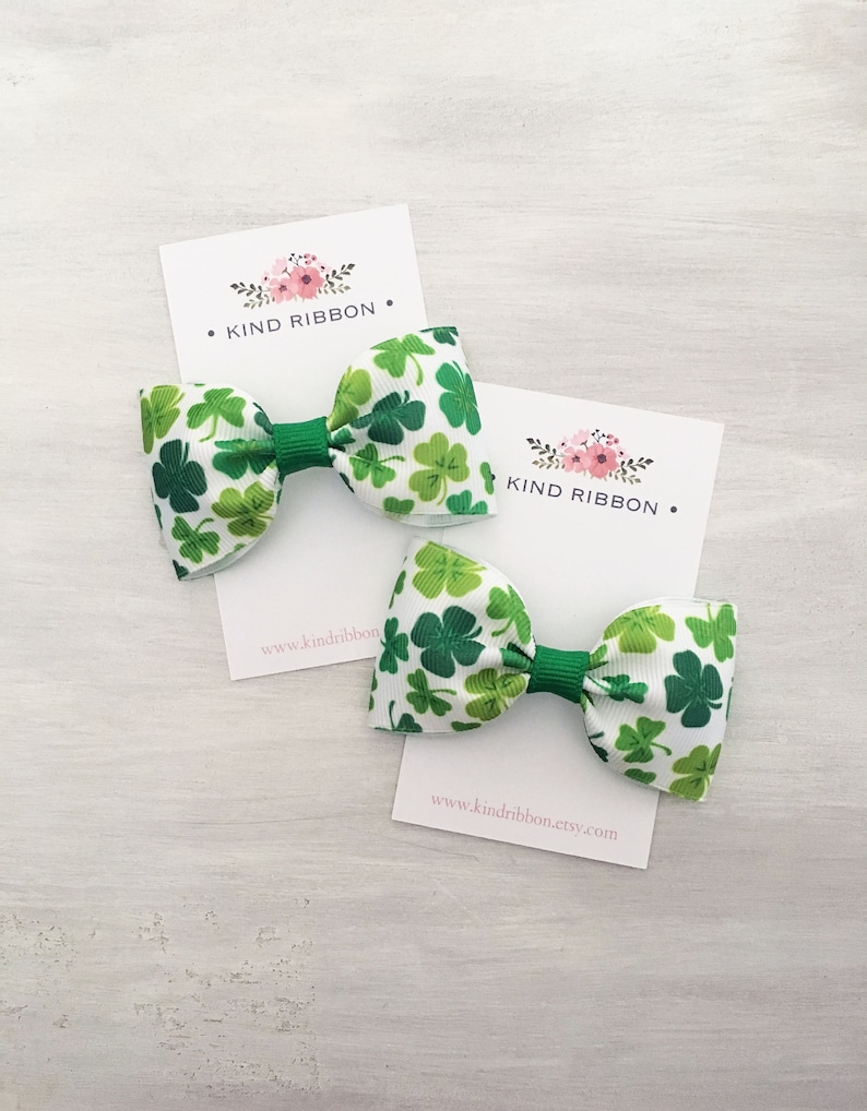 Baby Hair bow St 3 Inch hair bow Patrick/'s Bow Toddler Hair bow Shamrock Hair Bow