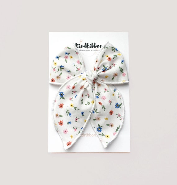 Floral White Bow • Scrunchie • Knot Headband • Mini Me Hair  display picture 3