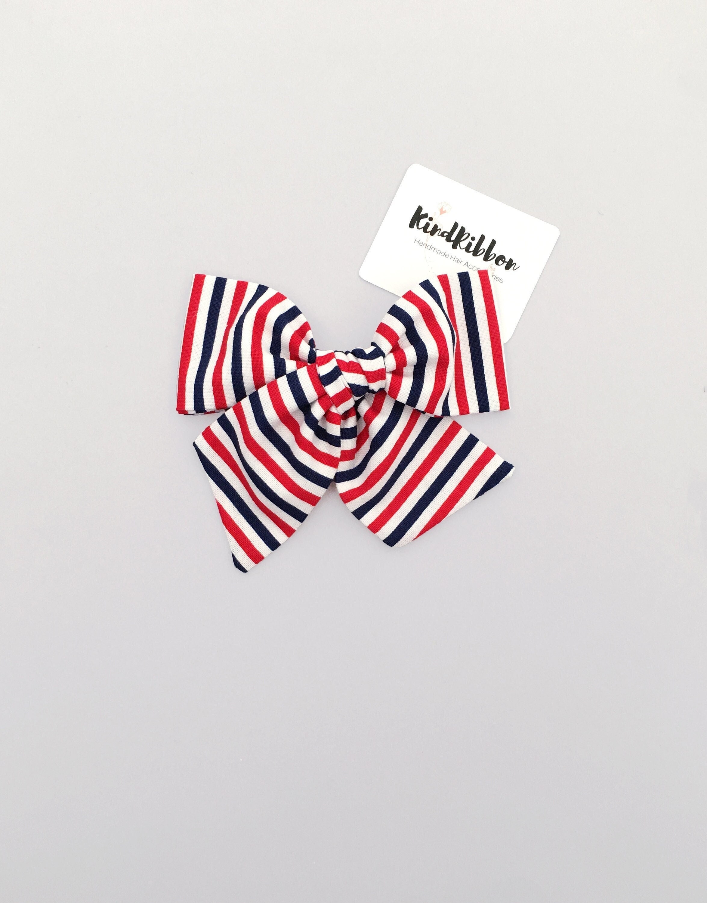 Red white & Blue Stripe Bow, Patriotic Stripe Bow, 4th of July Hair Bow, Baby Hair Bow, Girl Hair Bow, Mommy Me Scrunchies
