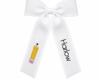 Nœud papillon à volants pour la rentrée | Nœud papillon personnalisé avec nom | Nœud papillon pomme | Nœud papillon crayon