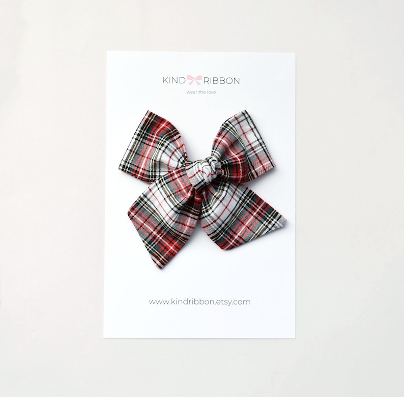 Christmas Tartan Bow • Scrunchie • Knot Headband • Mini Me Hair Accessories image 1