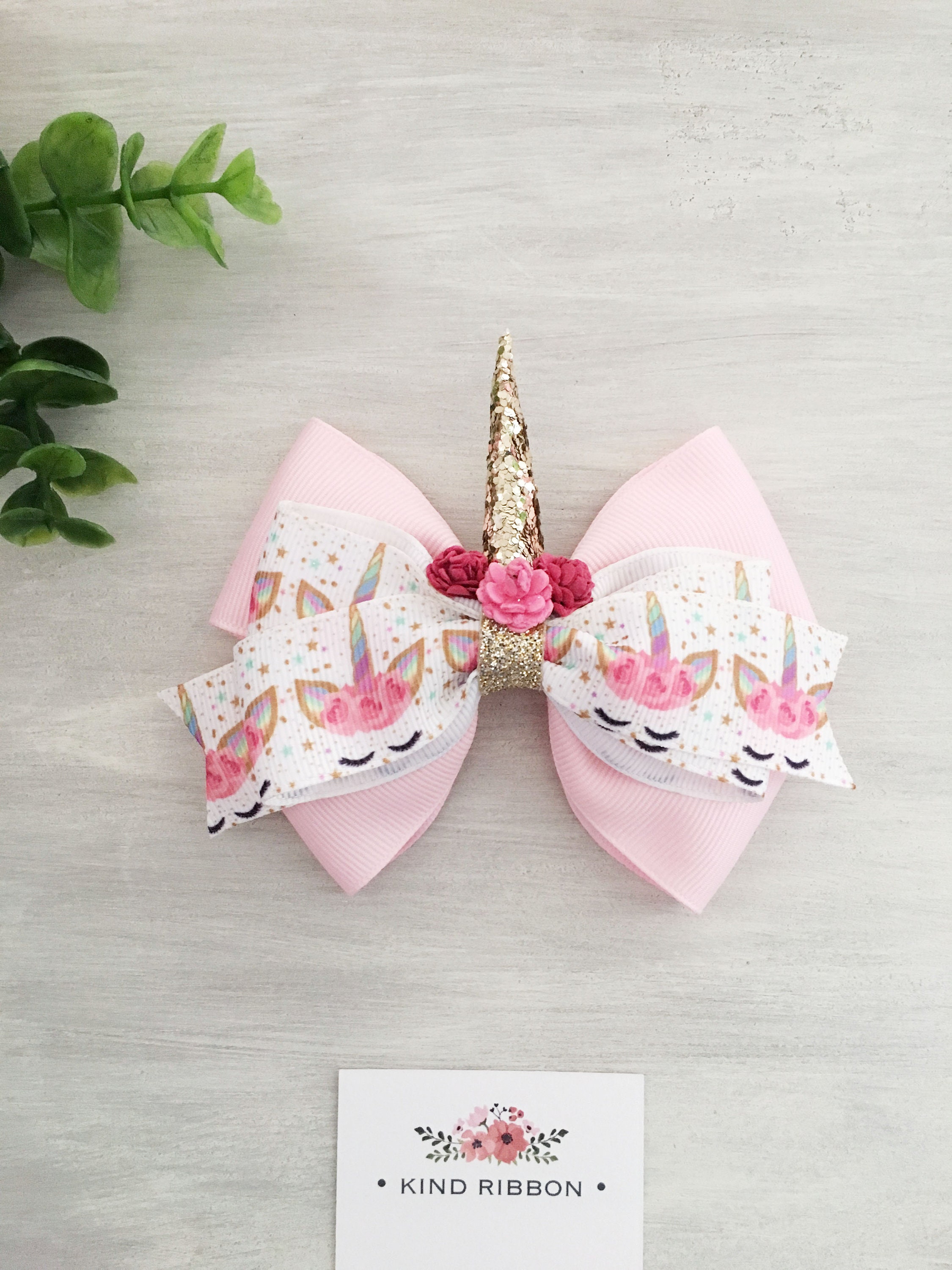 Unicorn Hair Bow Pink Unicorn Hair Bow Unicorn Horn Hair Etsy