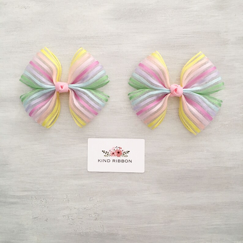 Pastel Rainbow Hair Bow Spring Color Hair Bow Rainbow Hair Etsy
