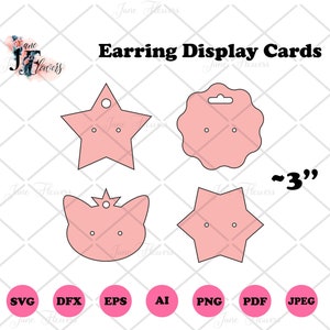 Earring display cards SVG, earring card template, earing packaging, cute card template PDF, make your own display cards, DIY display cards